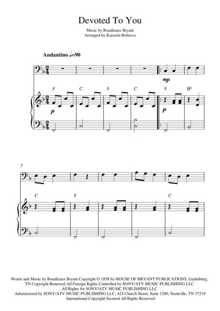 Free Sheet Music Devoted To You For Bassoon Solo And Piano Accompaniment