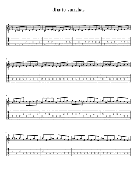 Free Sheet Music Dhattu Varishas South Indian Music Exercise 3