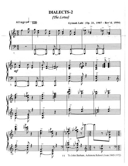 Dialects No 2 Sheet Music