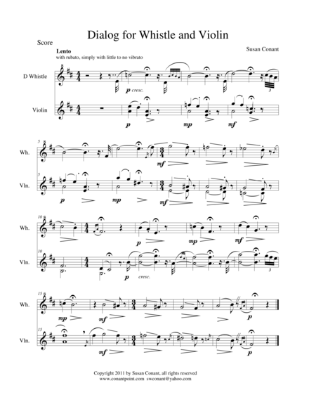 Free Sheet Music Dialog For Whistle And Violin