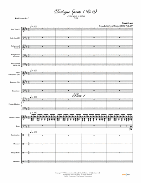 Dialogue Parts 1 2 Chicago Complete Score Sheet Music