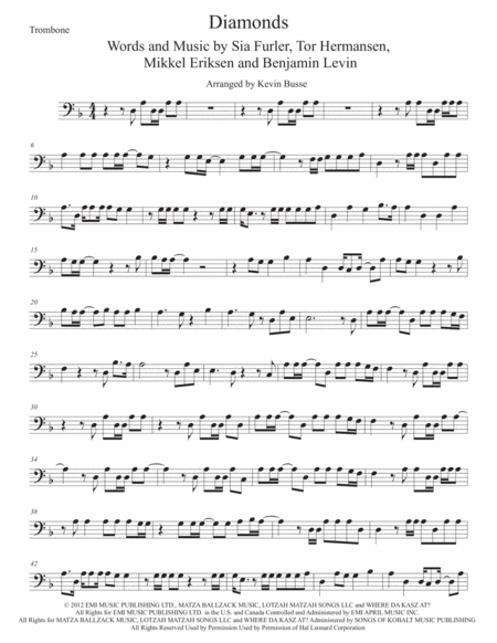 Free Sheet Music Diamonds Trombone