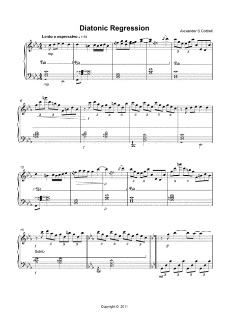 Diatonic Regression For Solo Piano Sheet Music