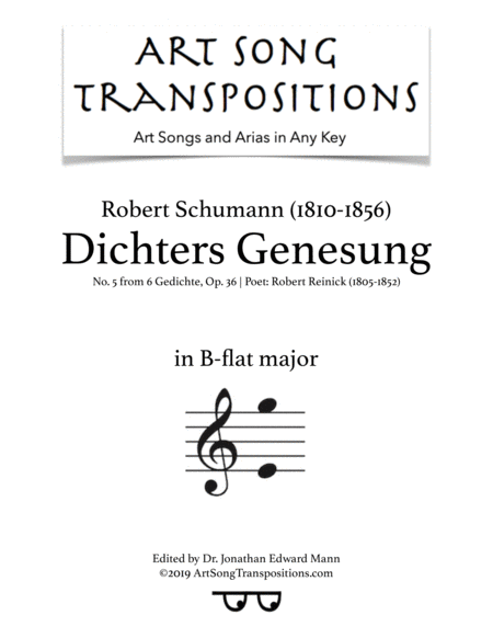 Dichters Genesung Op 36 No 5 Transposed To B Flat Major Sheet Music