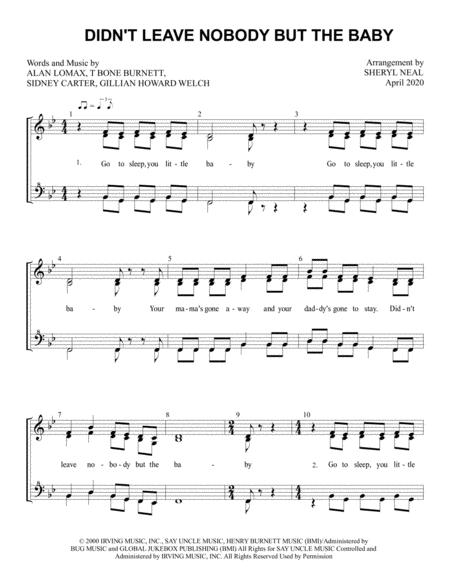 Didnt Leave Nobody But The Baby Ssaa Quartet Pricing Sheet Music