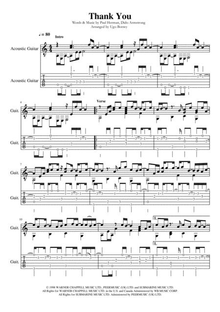 Dido Thank You Fingerstyle Guitar Sheet Music