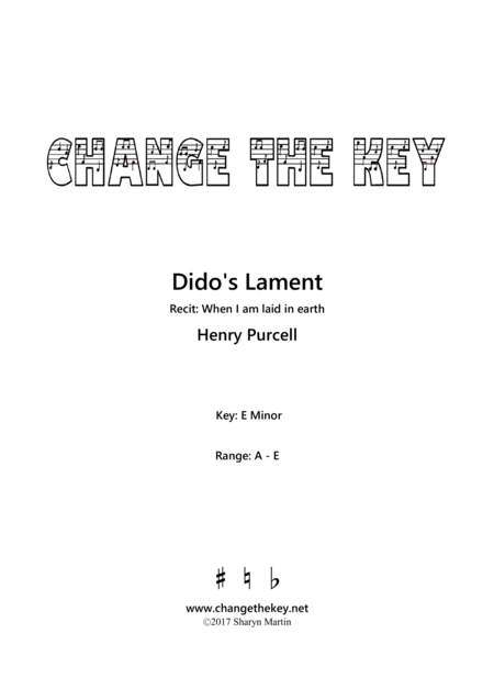 Didos Lament E Minor Sheet Music