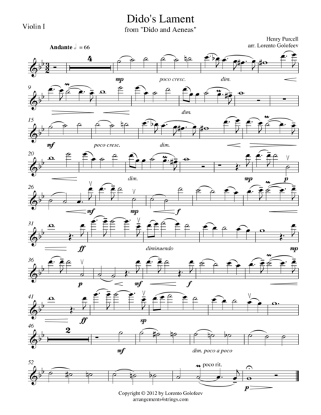 Didos Lament Sheet Music