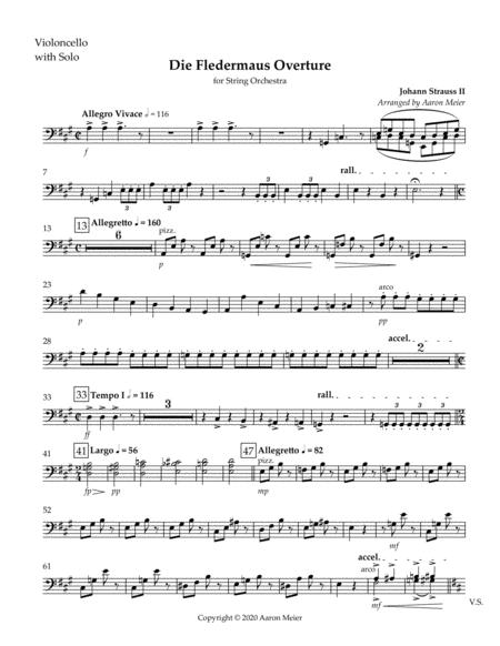 Die Fledermaus Overture Arr For String Orchestra Cello Sheet Music