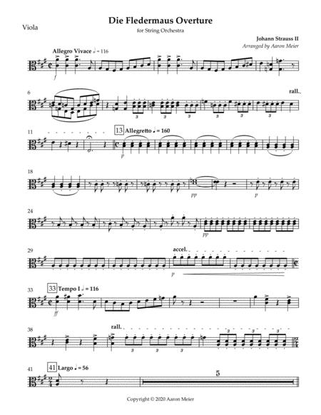 Free Sheet Music Die Fledermaus Overture Arr For String Orchestra Viola