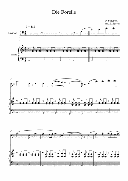 Free Sheet Music Die Forelle Franz Schubert For Bassoon Piano