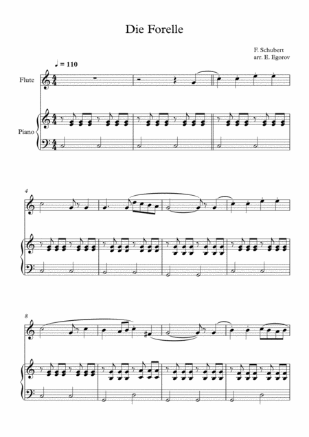 Free Sheet Music Die Forelle Franz Schubert For Flute Piano