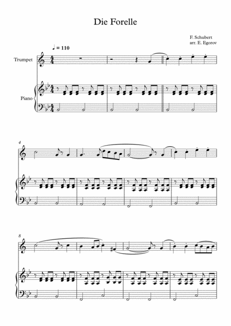 Free Sheet Music Die Forelle Franz Schubert For Trumpet Piano