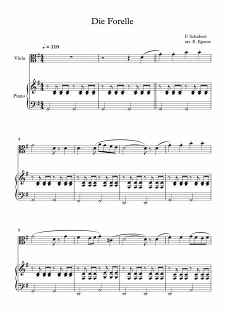 Free Sheet Music Die Forelle Franz Schubert For Viola Piano