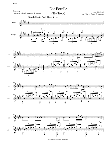 Die Forelle The Trout For Flute And Guitar Sheet Music