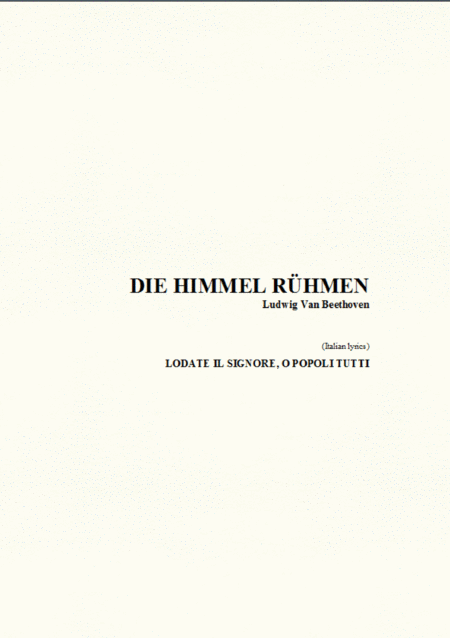 Die Himmel Rhmen Beethoven Arr For Satb Choir And Organ Sheet Music