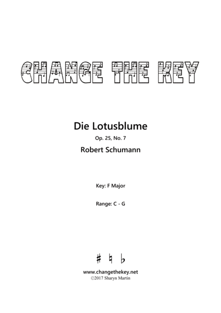 Die Lotusblume Op 25 No 7 F Major Sheet Music