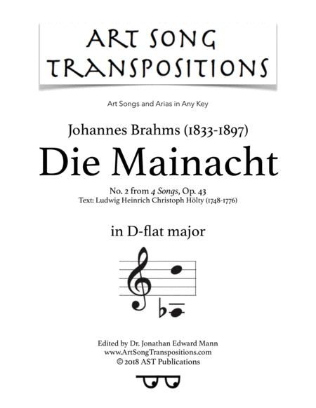 Die Mainacht Op 43 No 2 D Flat Major Sheet Music