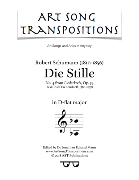 Die Stille Op 39 No 4 D Flat Major Sheet Music