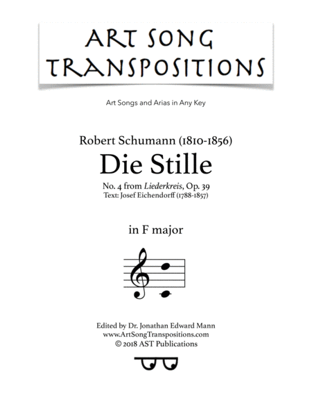 Die Stille Op 39 No 4 F Major Sheet Music