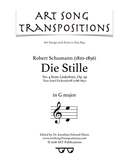 Die Stille Op 39 No 4 G Major Sheet Music