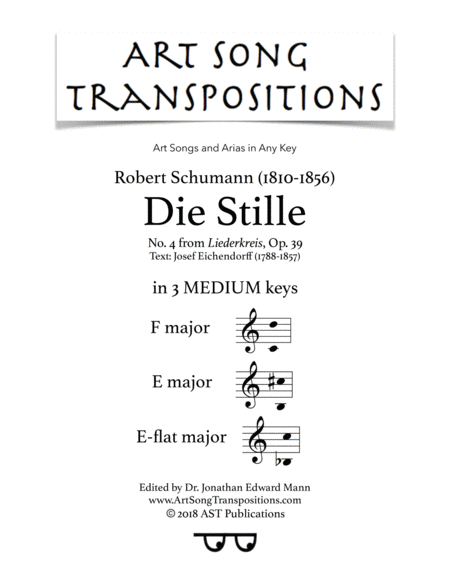 Die Stille Op 39 No 4 In 3 Medium Keys F E E Flat Major Sheet Music