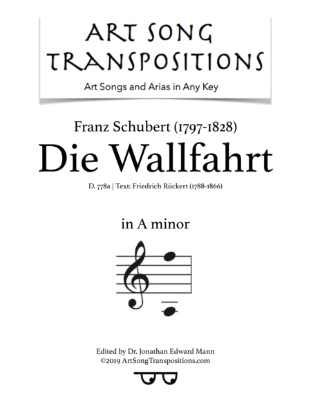 Die Wallfahrt D 778a A Minor Sheet Music