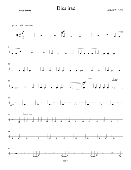 Dies Irae Bass Drum Part Only Sheet Music