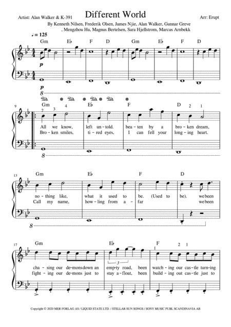 Free Sheet Music Different World Easy Piano