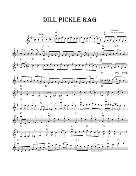 Free Sheet Music Dill Pickle Rag