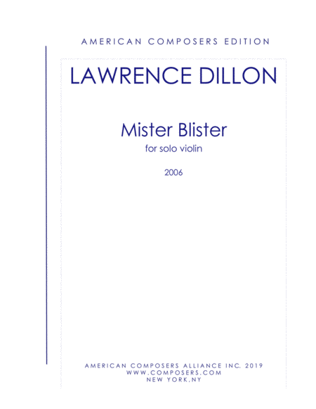 Dillon Mister Blister Sheet Music