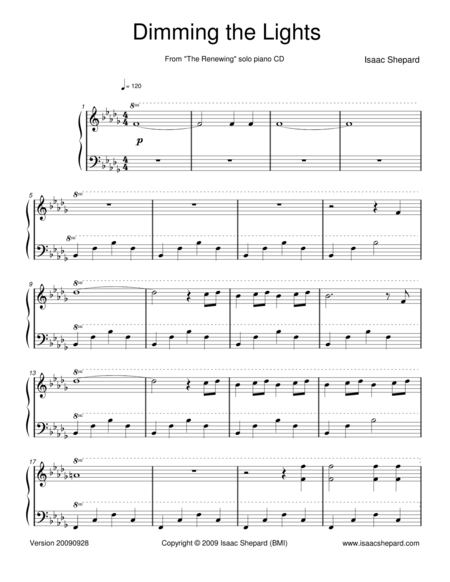 Dimming The Lights Sheet Music