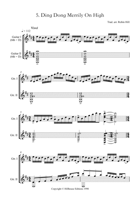 Ding Dong Merrily On High Arranged For Two Guitars Sheet Music