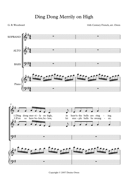 Ding Dong Merrily On High Sab Sheet Music