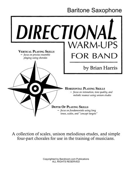 Free Sheet Music Directional Warm Ups For Band Method Book Part Book Set C Bari Sax Bass Clarinet Contra Alto Clarinet And Site License To Photocopy