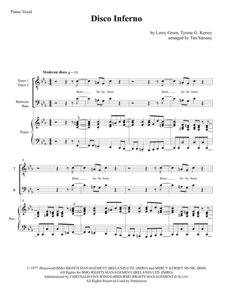 Disco Inferno Sheet Music