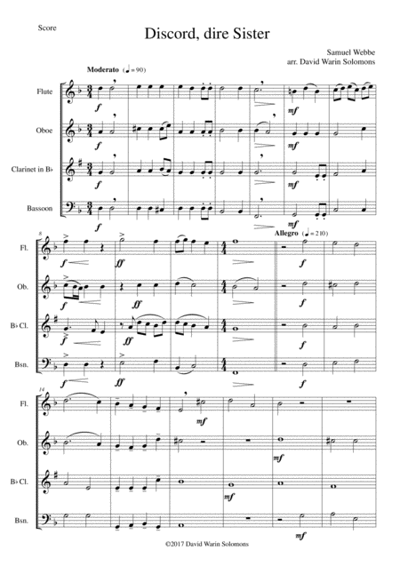 Free Sheet Music Discord Dire Sister For Wind Quartet