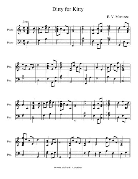 Ditty For Kitty Sheet Music