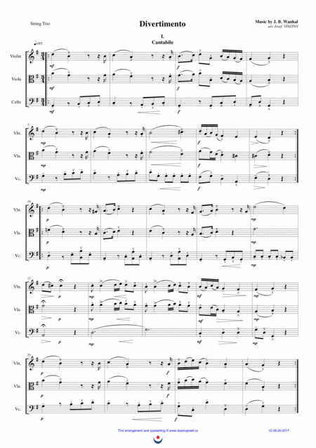 Free Sheet Music Divertimento Cantabile Menuetto Allegro