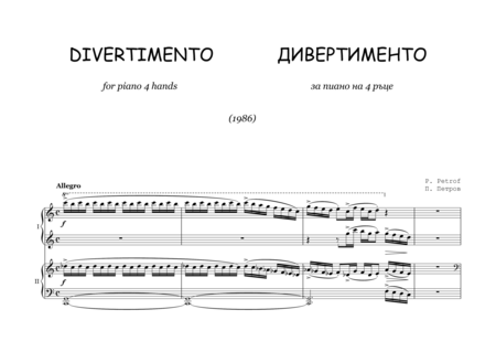 Free Sheet Music Divertimento For Piano A 4 Hand