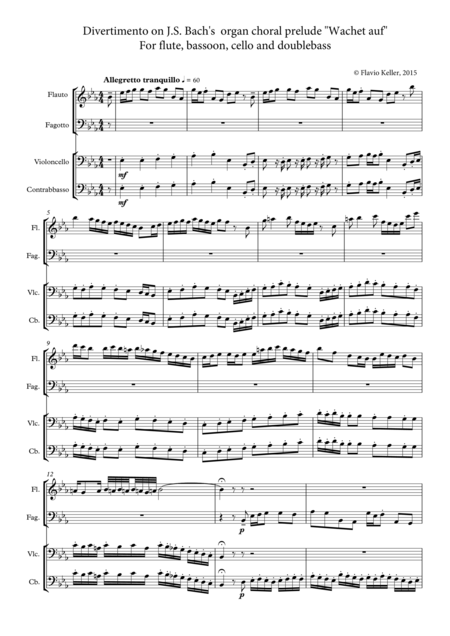 Divertimento On Js Bachs Choral Prelude Wachet Auf Ruft Uns Die Stimme Sheet Music