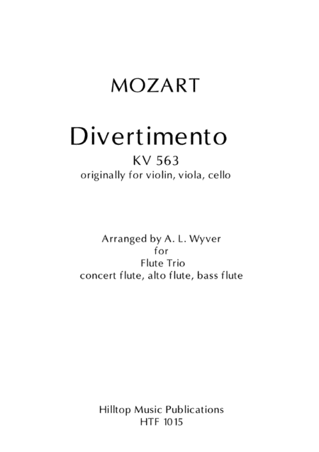 Divertimento Trio Arr Concert Flute Alto Flute And Bass Flute Kv 563 Sheet Music