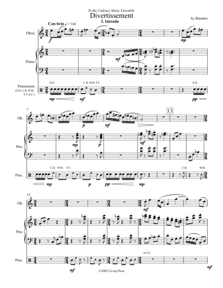 Divertissement For Oboe Piano And Percussion Sheet Music