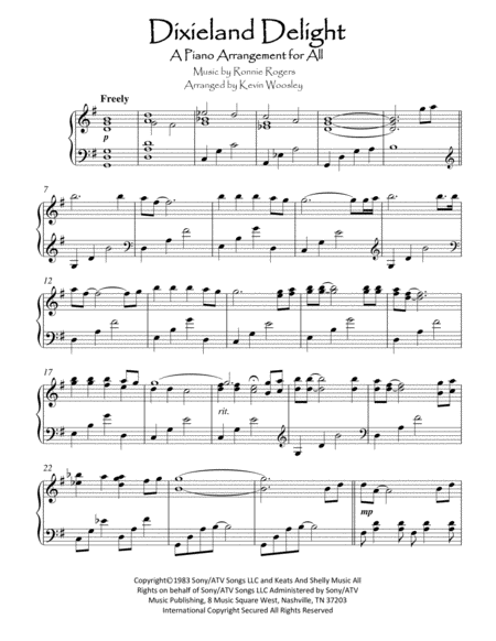 Free Sheet Music Dixieland Delight A Piano Arrangement For All