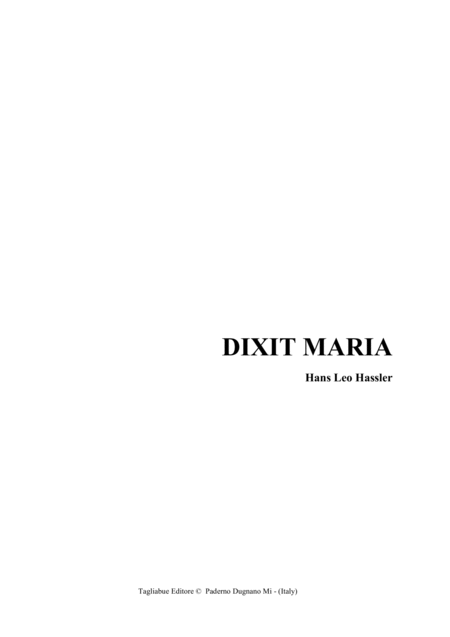 Free Sheet Music Dixit Maria Leo Hassler For Satb Choir