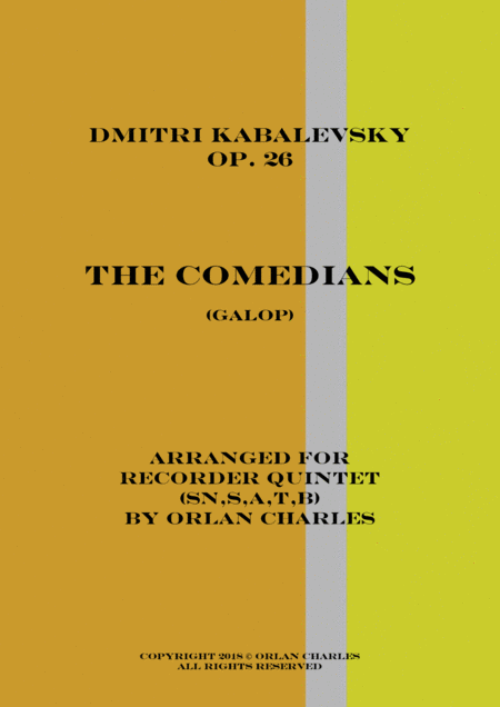 Dmitri Kabalevsky The Comedians Galop For Quitet Recorder Sheet Music