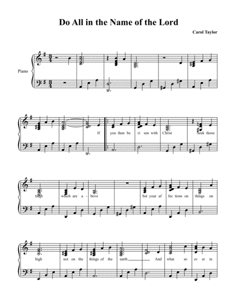 Free Sheet Music Do All In The Name Of The Lord Colossians 3