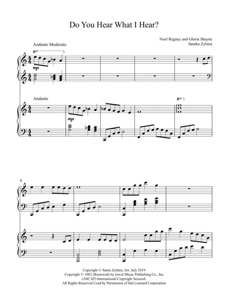 Do You Hear What I Hear 2 Piano Duet Sheet Music