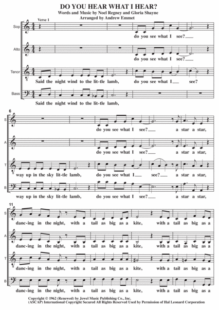 Do You Hear What I Hear A Cappella Sheet Music