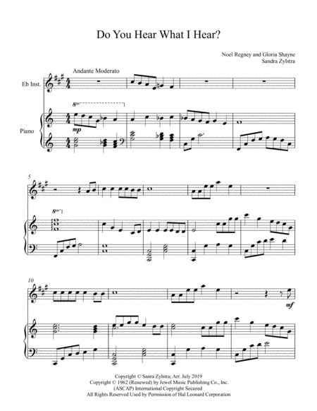 Do You Hear What I Hear Treble Eb Instrument Solo Sheet Music